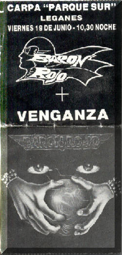 Entrada de concierto de Barón Rojo