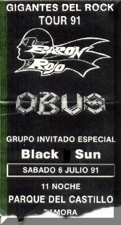 Entrada de concierto de Barón Rojo