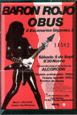 Entrada de concierto de Barón Rojo