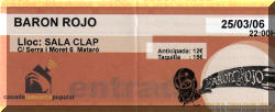 Entrada de concierto de Barón Rojo