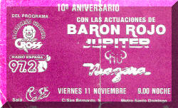 Entrada de concierto de Barón Rojo