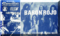 Entrada de concierto de Barón Rojo