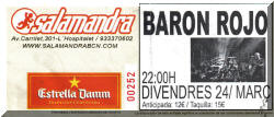 Entrada de concierto de Barón Rojo