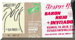 Entrada de concierto de Barón Rojo