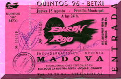 Entrada de concierto de Barón Rojo