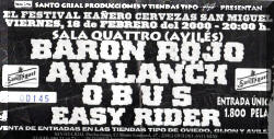 Entrada de concierto de Barón Rojo