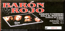 Entrada de concierto de Barón Rojo