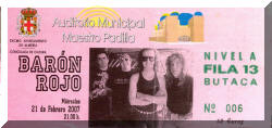 Entrada de concierto de Barón Rojo