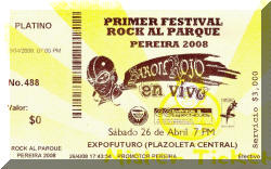 Entrada de concierto de Barón Rojo