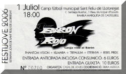 Entrada de concierto de Barón Rojo