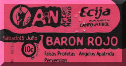 Entrada de concierto de Barón Rojo