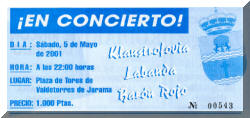 Entrada de concierto de Barón Rojo