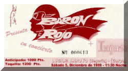 Entrada de concierto de Barón Rojo