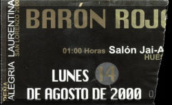 Entrada de concierto de Barón Rojo