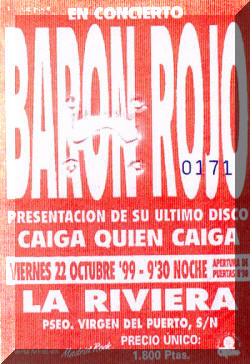 Entrada de concierto de Barón Rojo