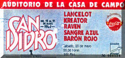 Entrada de concierto de Barón Rojo