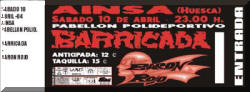 Entrada de concierto de Barón Rojo