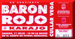 Entrada de concierto de Barón Rojo