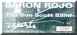 Entrada de concierto de Barón Rojo