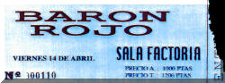 Entrada de concierto de Barón Rojo