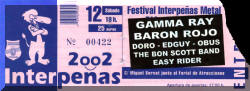 Entrada de concierto de Barón Rojo