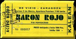 Entrada de concierto de Barón Rojo