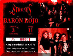 Entrada de concierto de Barón Rojo