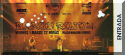 Entrada de concierto de Barón Rojo