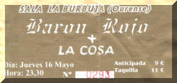Entrada de concierto de Barón Rojo