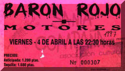 Entrada de concierto de Barón Rojo