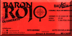 Entrada de concierto de Barón Rojo