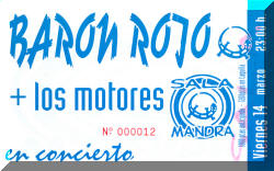 Entrada de concierto de Barón Rojo