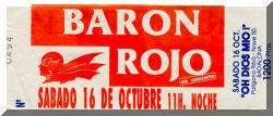 Entrada de concierto de Barón Rojo