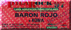 Entrada de concierto de Barón Rojo