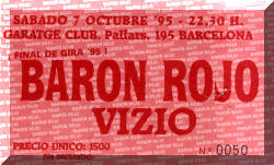 Entrada de concierto de Barón Rojo