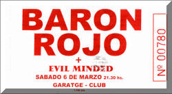 Entrada de concierto de Barón Rojo
