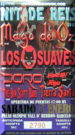 Entrada de concierto de Barón Rojo
