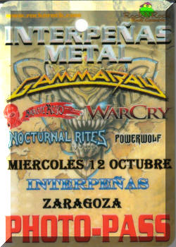 Entrada de concierto de Barón Rojo