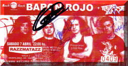 Entrada de concierto de Barón Rojo