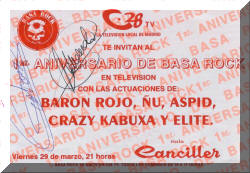 Entrada de concierto de Barón Rojo