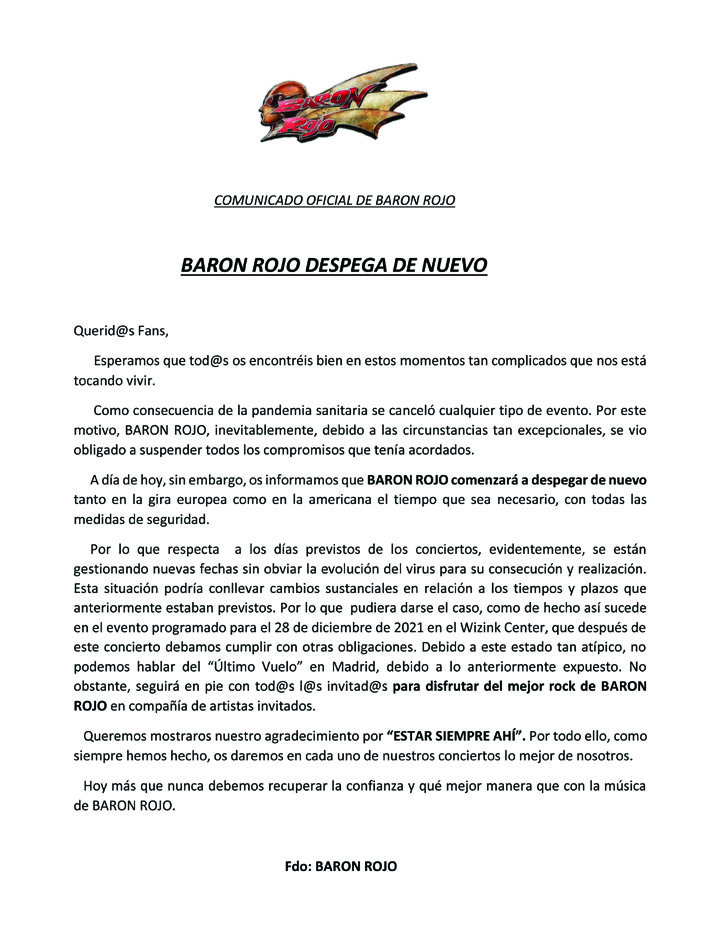 COMUNICADO OFICIAL DE BARÓN ROJO.